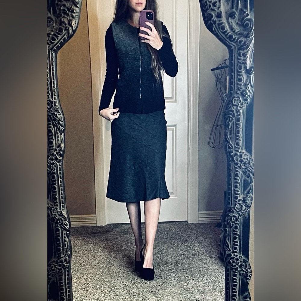 Ann Taylor wool ombré sweater top jacket skirt set xs 0 2